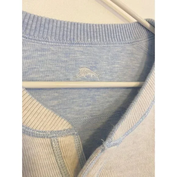 Tommy Bahama Men’s Reversible Crewneck Pullover Sweater Light Blue/White Size XL - Picture 5 of 6